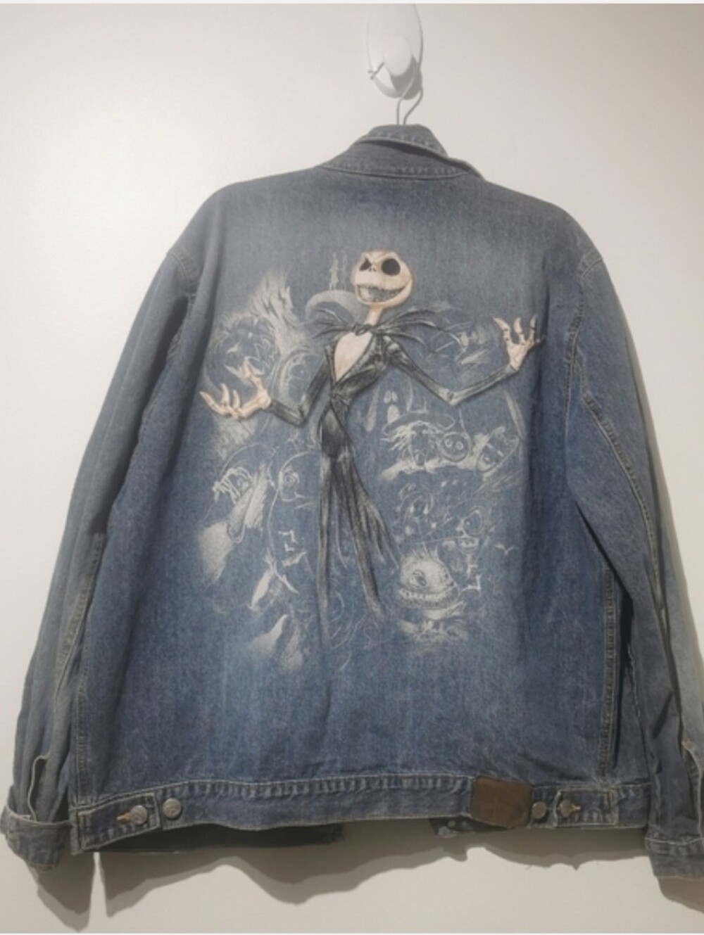Nightmare Before Christmas Jack Skellington Denim Jacket Unisex Goth Emo Xl Dsny - Picture 2 of 9